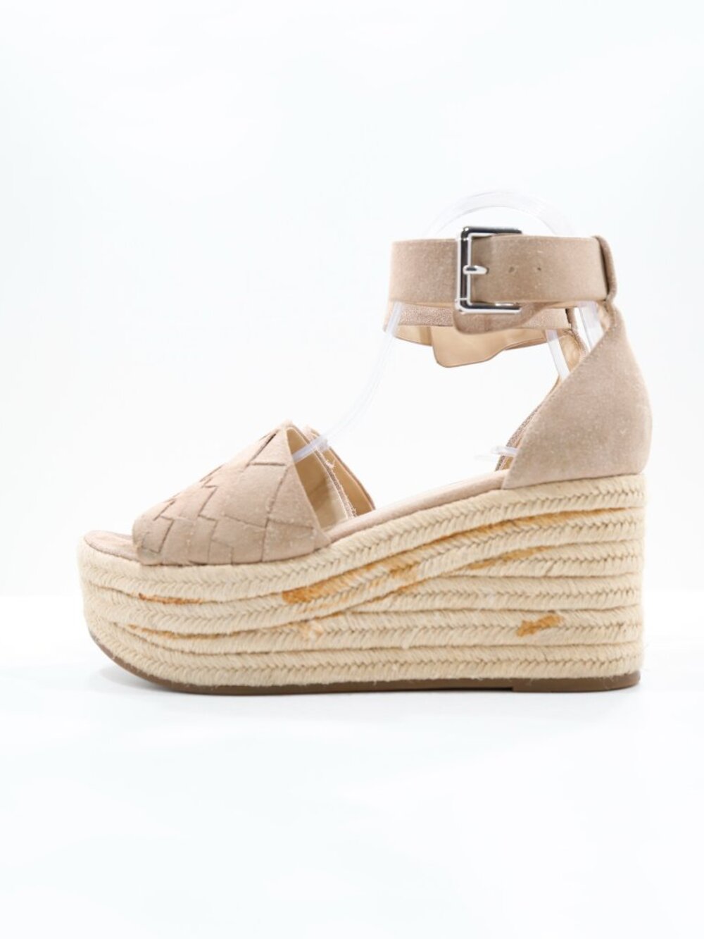 Marc Fisher Beige Suede Espadrille Wedge Sandals